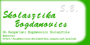 skolasztika bogdanovics business card